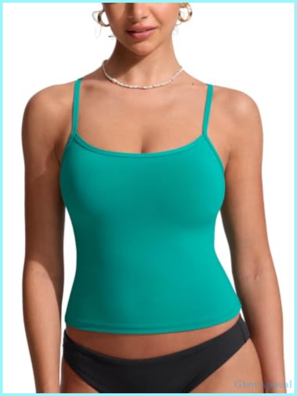 Scoop Neck Tankini Top With Removable Pads, A-D Cup, Racerback, Swim For Women